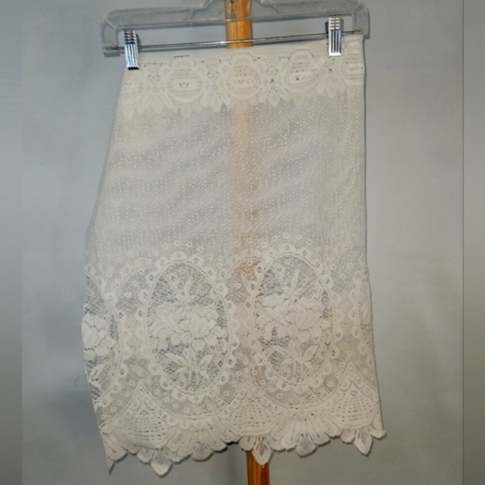 White  lace fabric runner doily curtain